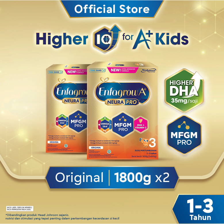 NEW Enfagrow A+ 3 Susu Formula Anak 1 - 3 Tahun Original Plain 1800 gr x 2 PREMIUM