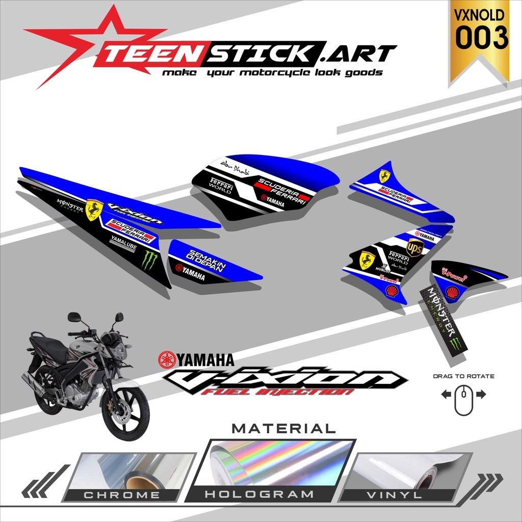 Striping VIXION OLD Striping  Variasi  Hologram Chrome Vynil UV Transparant YAMAHA VIXION OLD FERARY