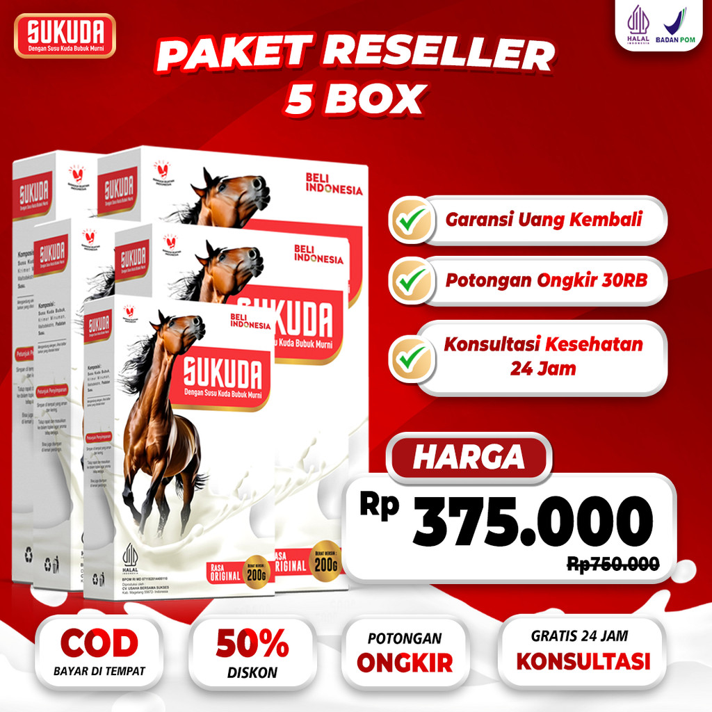 

Sukuda Susu Kuda Liar Lombok Murni Kolostrum 200 Gram 5 Box