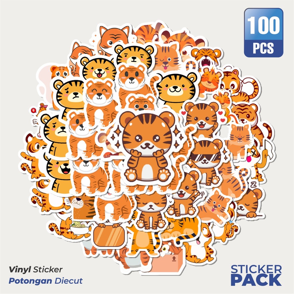 

Terbaru! 50 pcs Sticker Hewan Harimau Dekorasi Lucu Kreatif untuk Notebook, Skateboard, HP