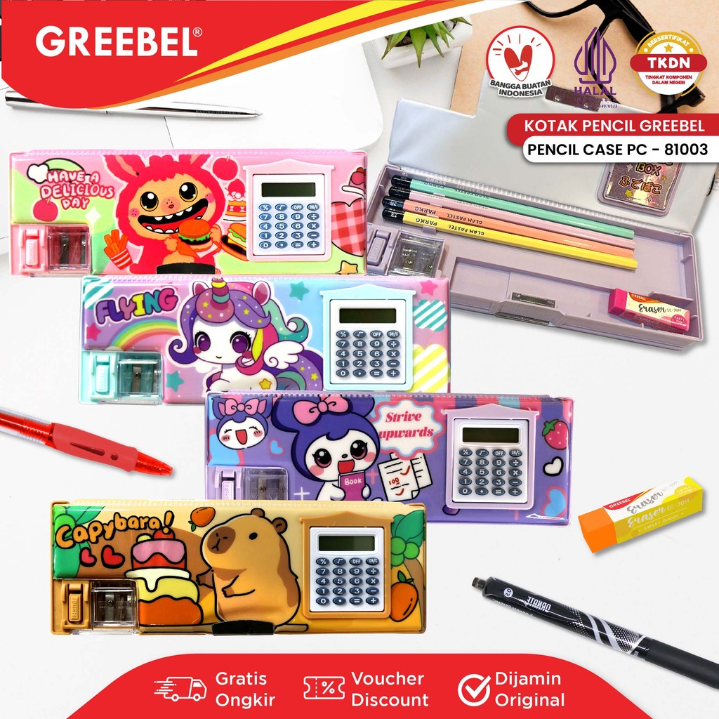 

GREEBEL Kotak Pensil Magnet Multifungsi Kalkulator / Tempat Pensil Serutan Lucu (81003) / Pencil Case / Pensil Bag Anak Kalkulator Sekolah