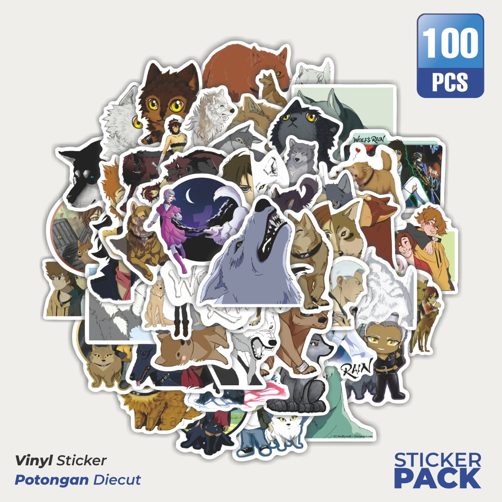 

Stiker Vinyl Sticker Anime Wolf's Rain Waterproof Aesthetic- Untuk Laptop, Motor, dan Helm - Paper Stationery Pack