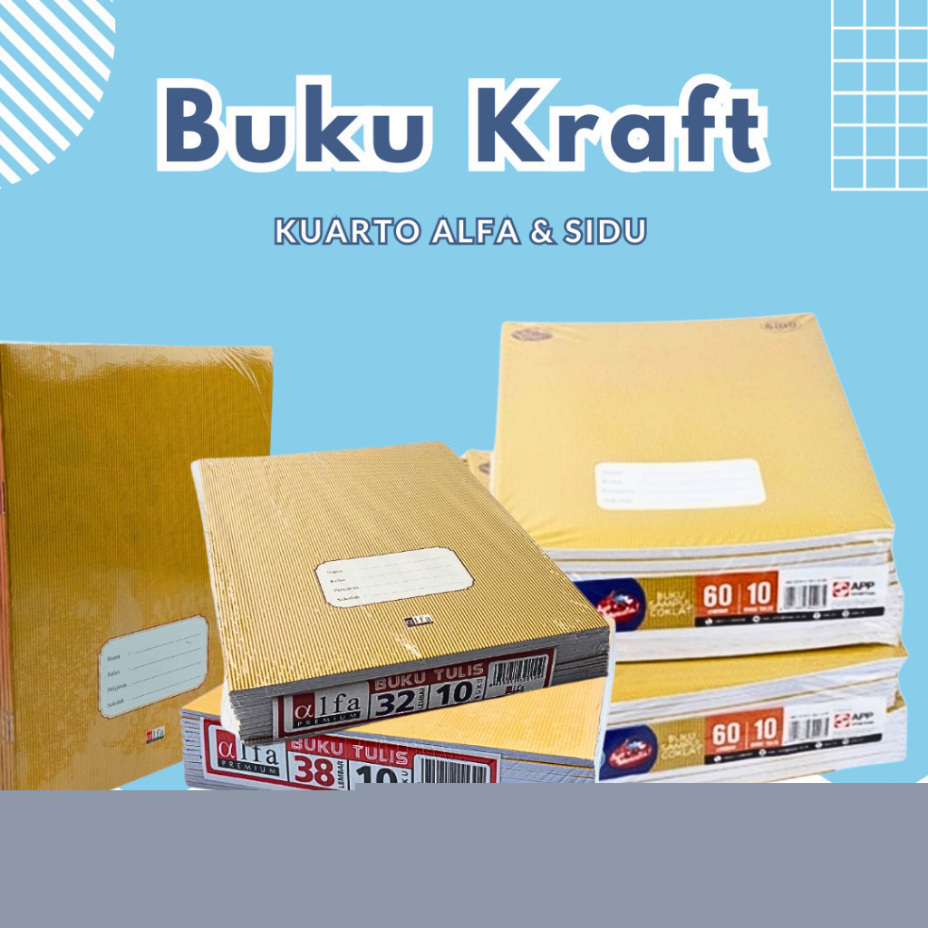 

(10pcs) Buku Tulis Kraft Alfa Campus / Buku Catatan Sekolah Sampul Coklat Alfa 32 & 38