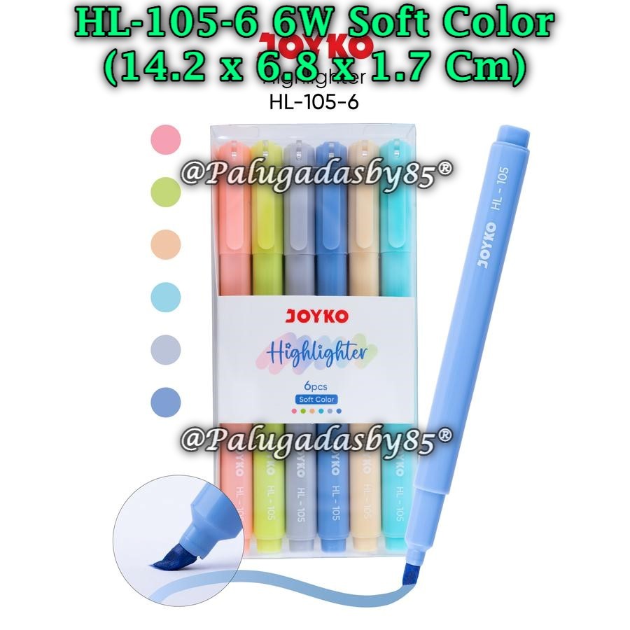 

(1 Set Isi 6 Pcs) GROSIR Highlighter Set JOYKO HL-105-6 / JOYKO Penanda Berwarna Highlighter HL-105