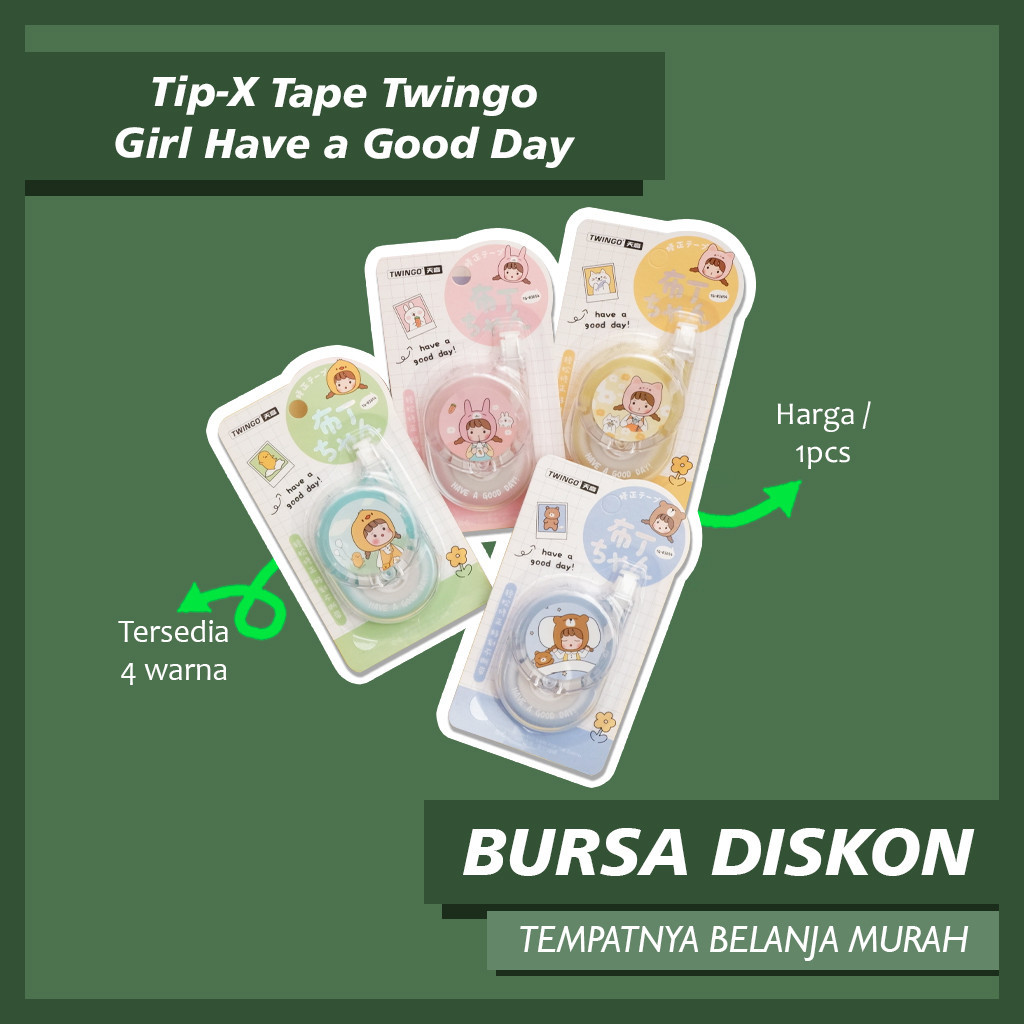 

Tip-X Tape Twingo Girl Have a Good Day TG-B3654 Correction Tape Tip x Tipex Kertas Tip-Ex Penghapus Pulpen Tipe X