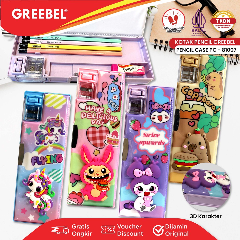 

GREEBEL Kotak Pensil Magnet Multifungsi Karakter 3D Kartun / Tempat Pensil Serutan Lucu (81007) / Pencil Case / Pensil Bag Anak 3D Timbul Sekolah