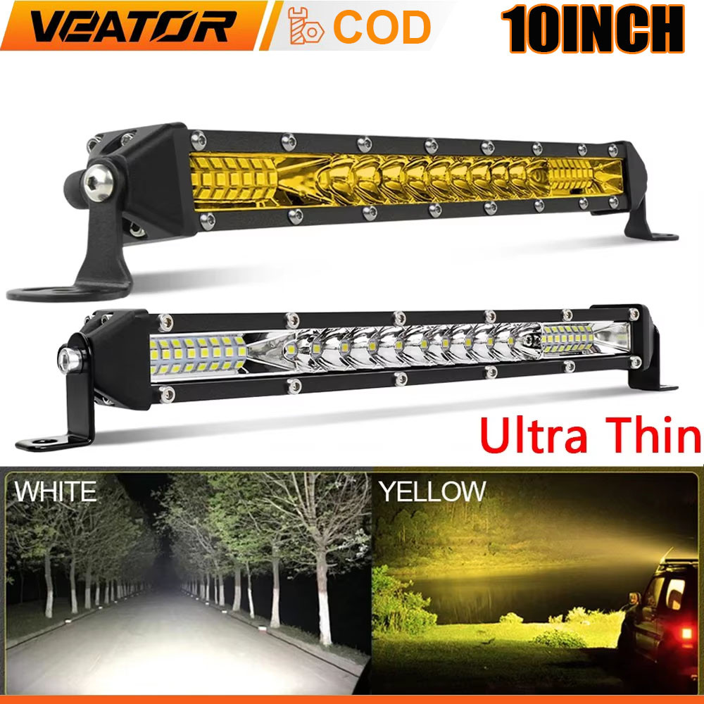 12 “LED Bar Lampu Kerja Lampu Kuning / Putih Spot Lampu Spot Lampu Sorot Balok Banjir LED Bar Untuk 