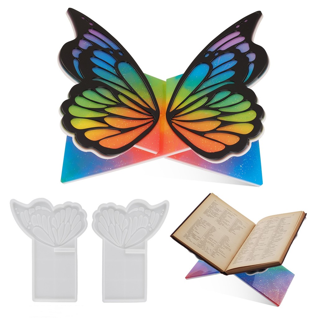 

DIY Crystal Epoxy Resin Mold Butterfly Bookshelf Bracket Support Mirror Silicone Mold Handmade Book Stand Resin Molds