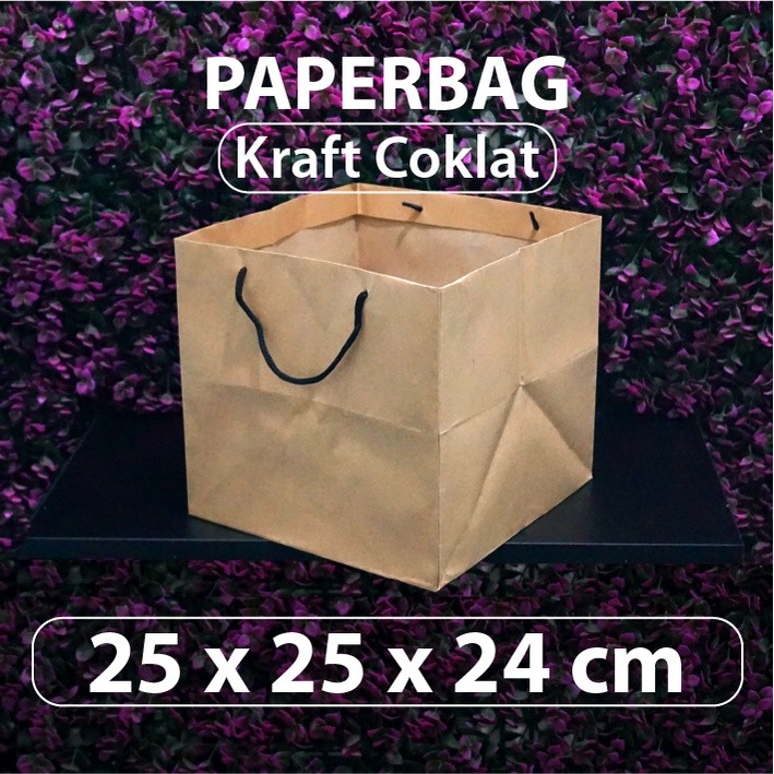 

(Depok) Paper Bag 25 x 25 x 24 cm - Kraft Coklat - Tali Hitam