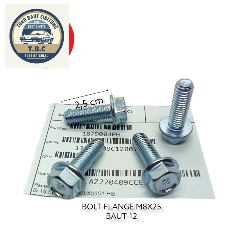 ORIGINAL BAUT FLANGE ORIGINAL M8×25 KUNCI 12 BAJA KARBON