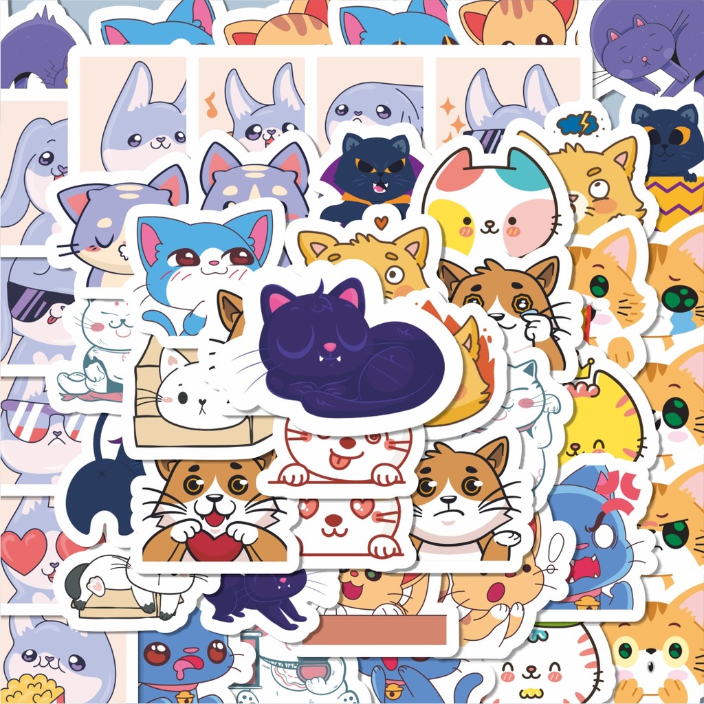 

100PCS Lucu Sticker Kucing Lucu Cute Kawaii Sticker Stiker Aesthetic Stiker Anti Air Stikers Berperekat Waterproof sticker decal buat Motor Helm Buku Journal Koper Casing HP Laptop Botol Minum Hadiah anak