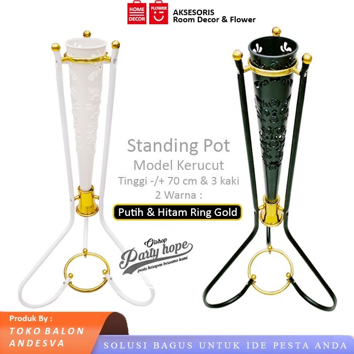 Standing Pot Besi Kerucut / Pot Bunga Sudut / Vas Bunga Corong Besi / pot esthetic / vas dekorasi