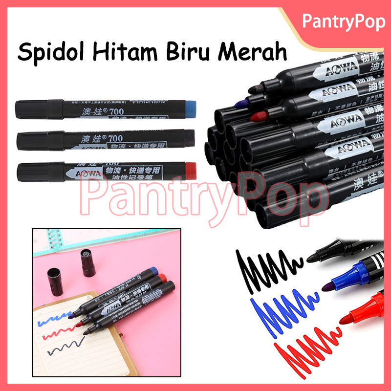 

Permanen Tahan Air Alat Tulis / Spidol Cepat Kering Tinta Minyak Hitam Biru Merah Tidak Pudar / Marker Permanent