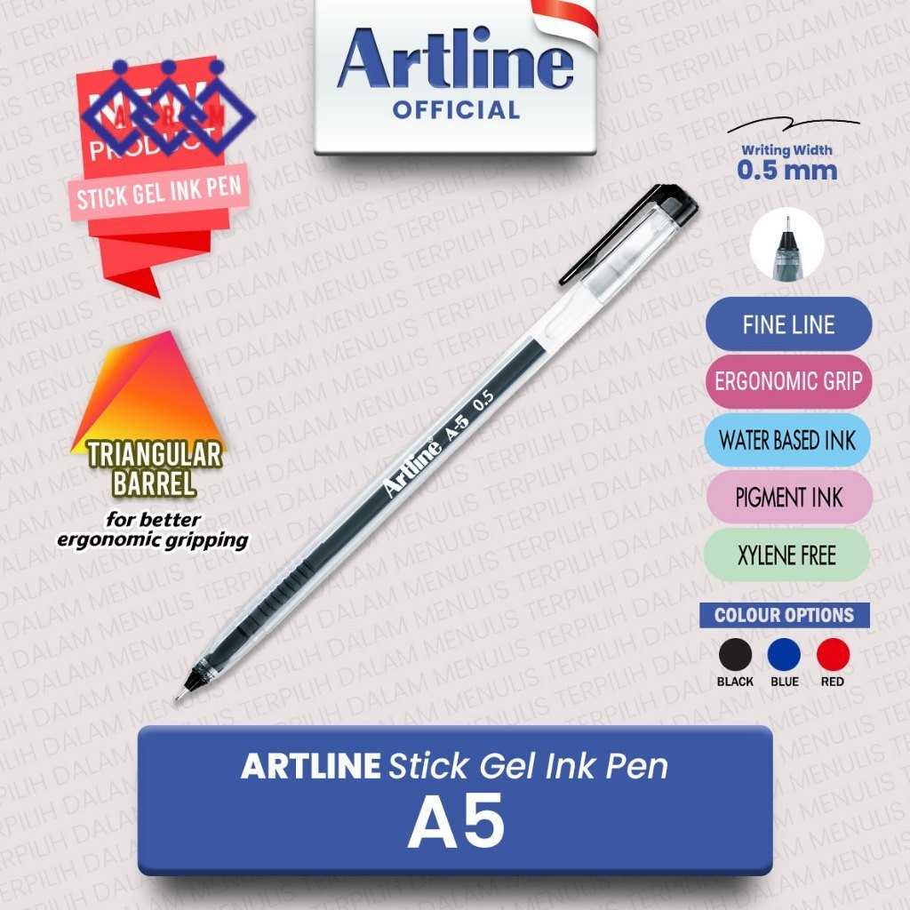 

Pulpen Ballpoint Stick Gel Ink Pen Artline A5 0.5 mm ARTLINE EGB-S47930 (1LUSIN) + Best Seller