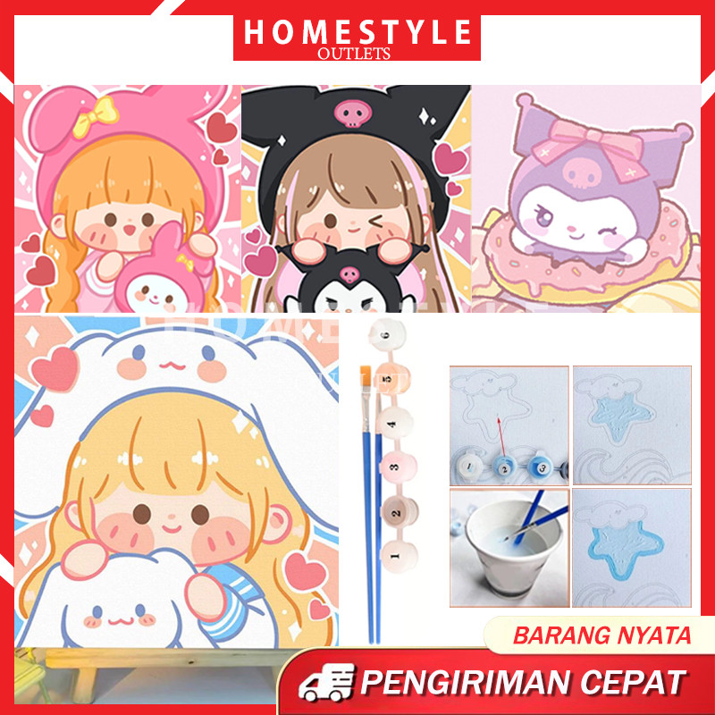 

HSO Paint By Number 20x20 Carton DIY Painting Kit Canvas Digital Melukis Mewarnai Anak Kit 1Set Kanvas Lukis Painting