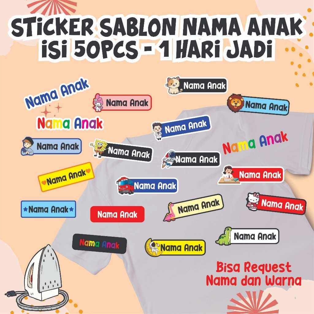 

label setrika - label nama baju isi 50pcs