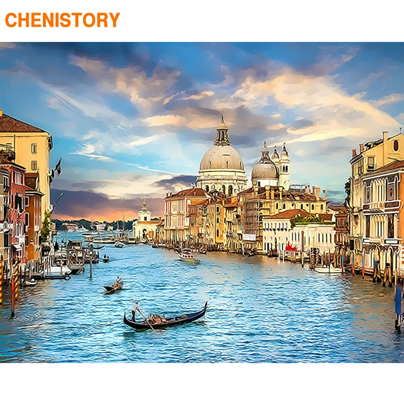 

CHENISTORY Frame 60x75cm Venice Landscape Painting By Numbers Kit Acrylic Diy Paint By Numbers For Home Decor Paint Artwork Gift