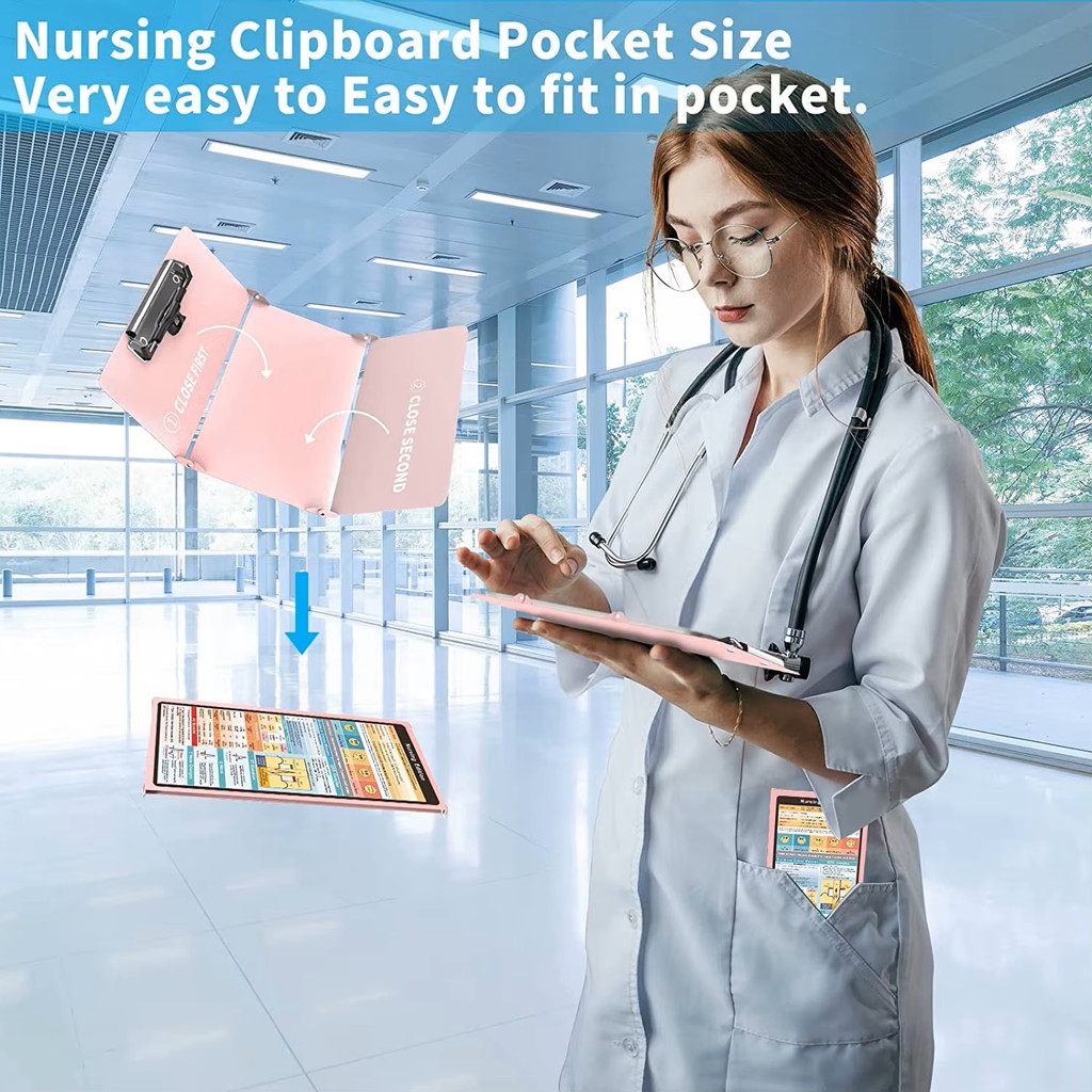 

Nursing Clipboard With Nursing and Medical Edition Cheat Sheets 3 Layers Aluminum Foldable Nurse Clip Boards Notepad for Student