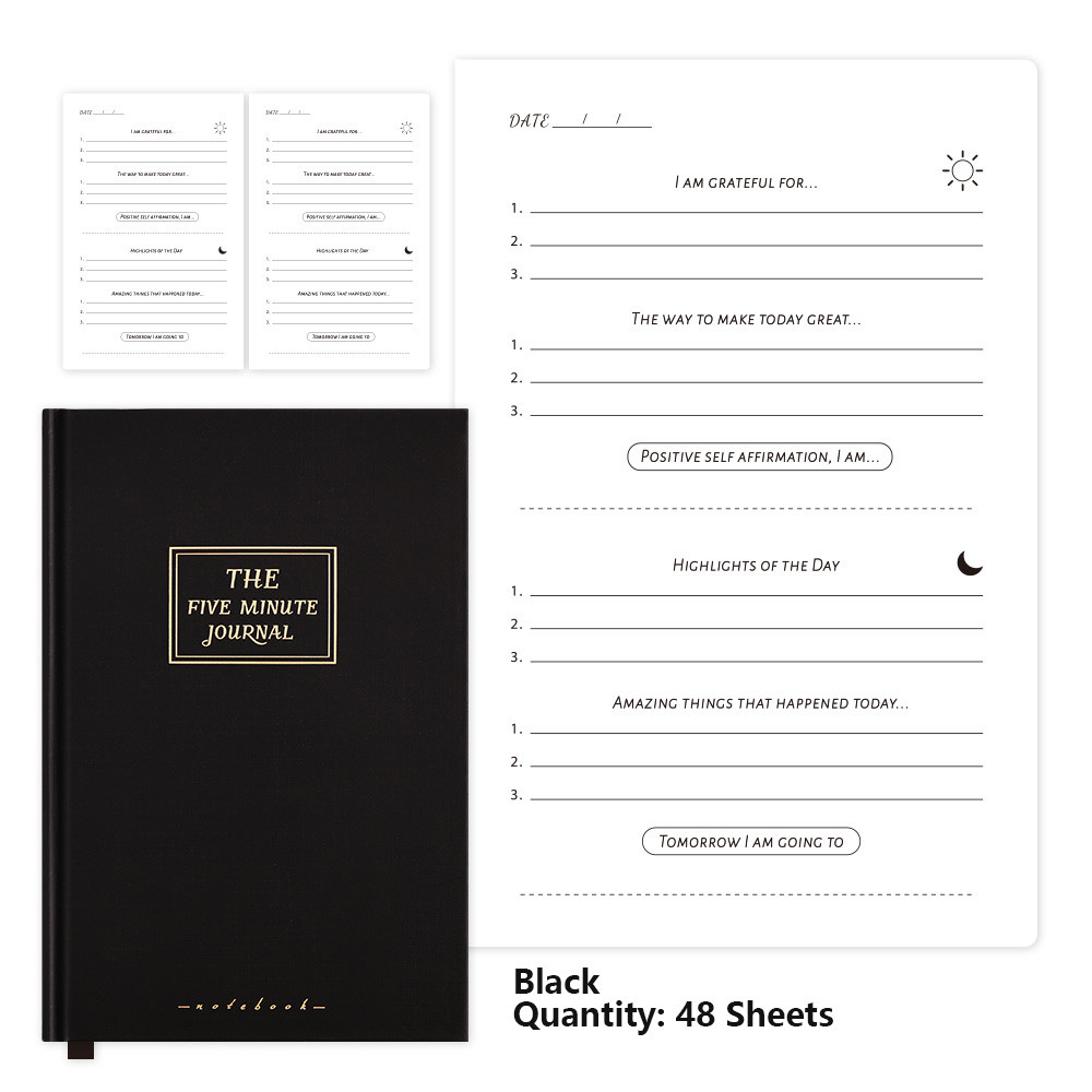 

48 sheets Inspiring Daily Gratitude Journal Cardboard Cover 5-Minute Reflection Empowering Affirmation Companion Undated Planner