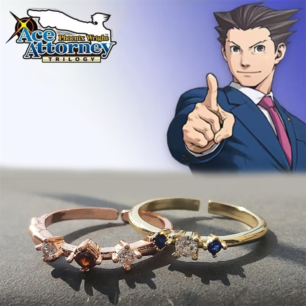 

Game Gyakuten Saiban Ace Attorney Phoenix Wright Miles Edgeworth Cosplay Ring Adjustable Finger Rings Jewelry Accessories Props