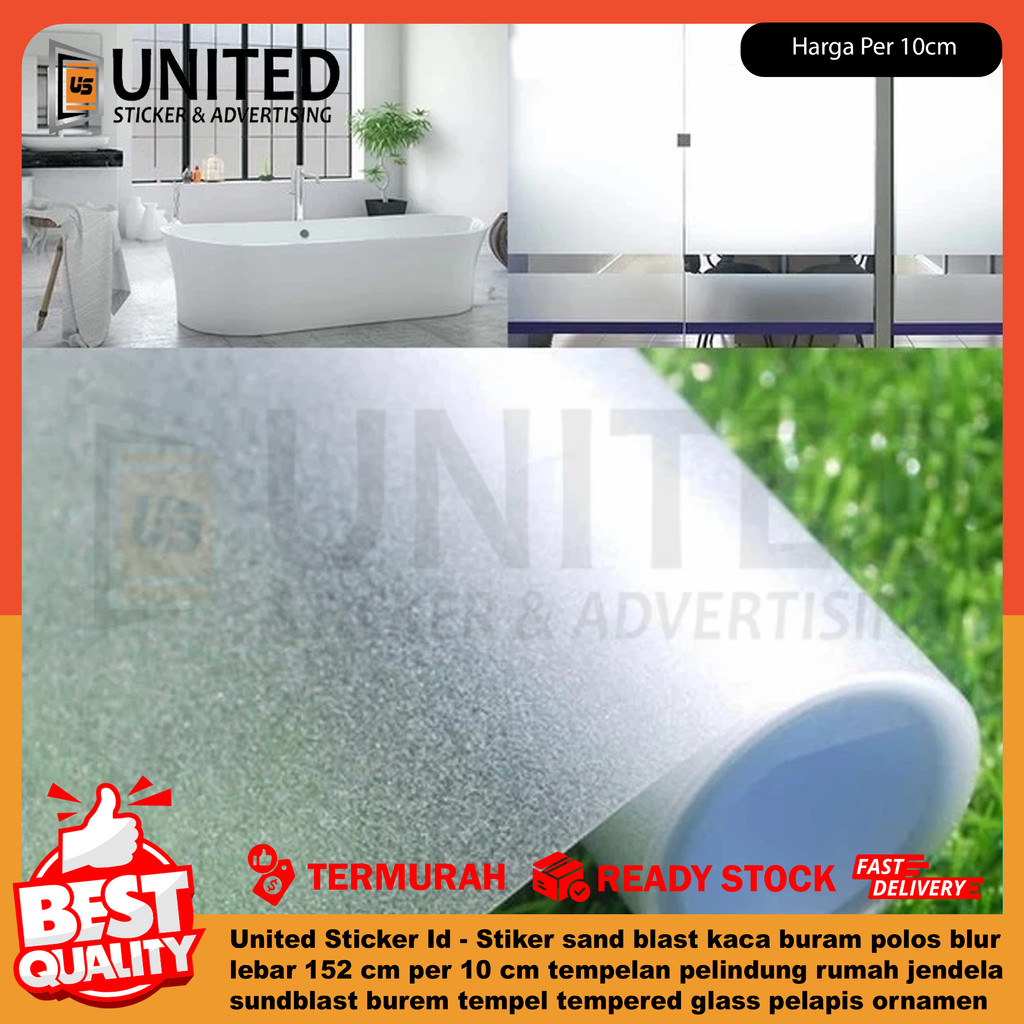 United Sticker Id- Stiker Sand Blast Kaca Buram Polos Blur Lebar 152cm Per 10cm Sticker Tempelan Rum