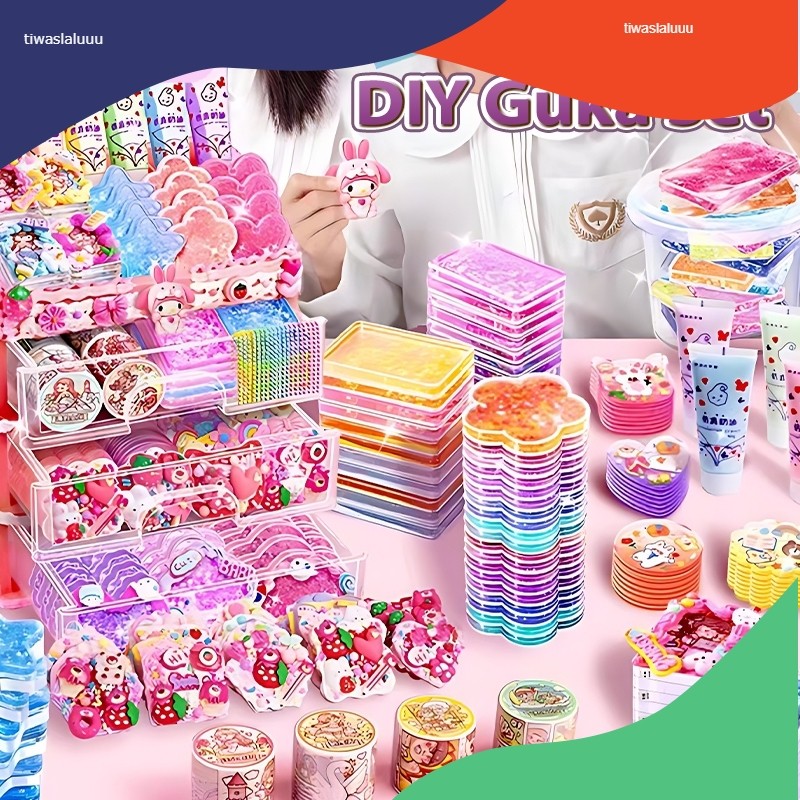 Gantungan Kunci Pasir Hisap Guka Set Guka Set DIY Keychain Guka Stiker DIY Deco Cream Guka Set Maina