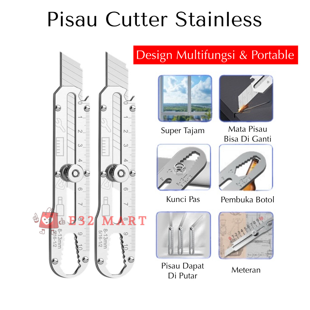 

E32 - A16 Pisau Cutter 9 in 1 Serbaguna | Alat Potong Presisi untuk Pekerjaan Detail | Pisau Cutter Portable | Pisau Cutter Stainless | Pisau Cutter Multifungsi