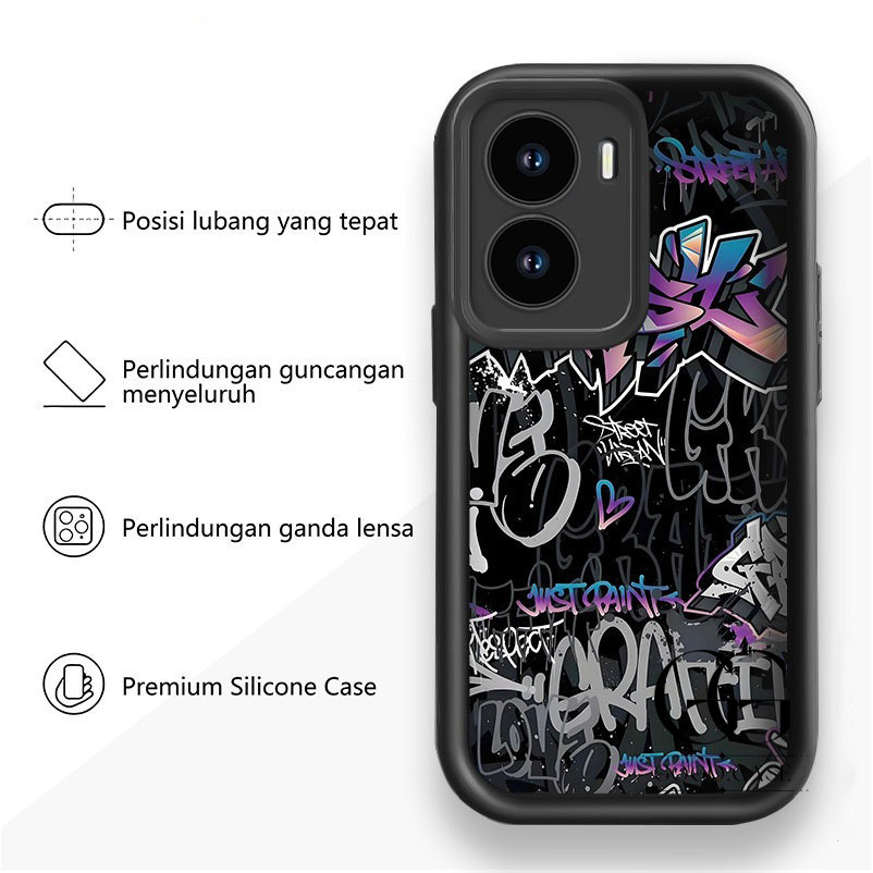 Casing Kompatibel Untuk iPhone 11 Koleksi grafiti warna-warni malam gelap 7plus 8plus x xr xs max 11