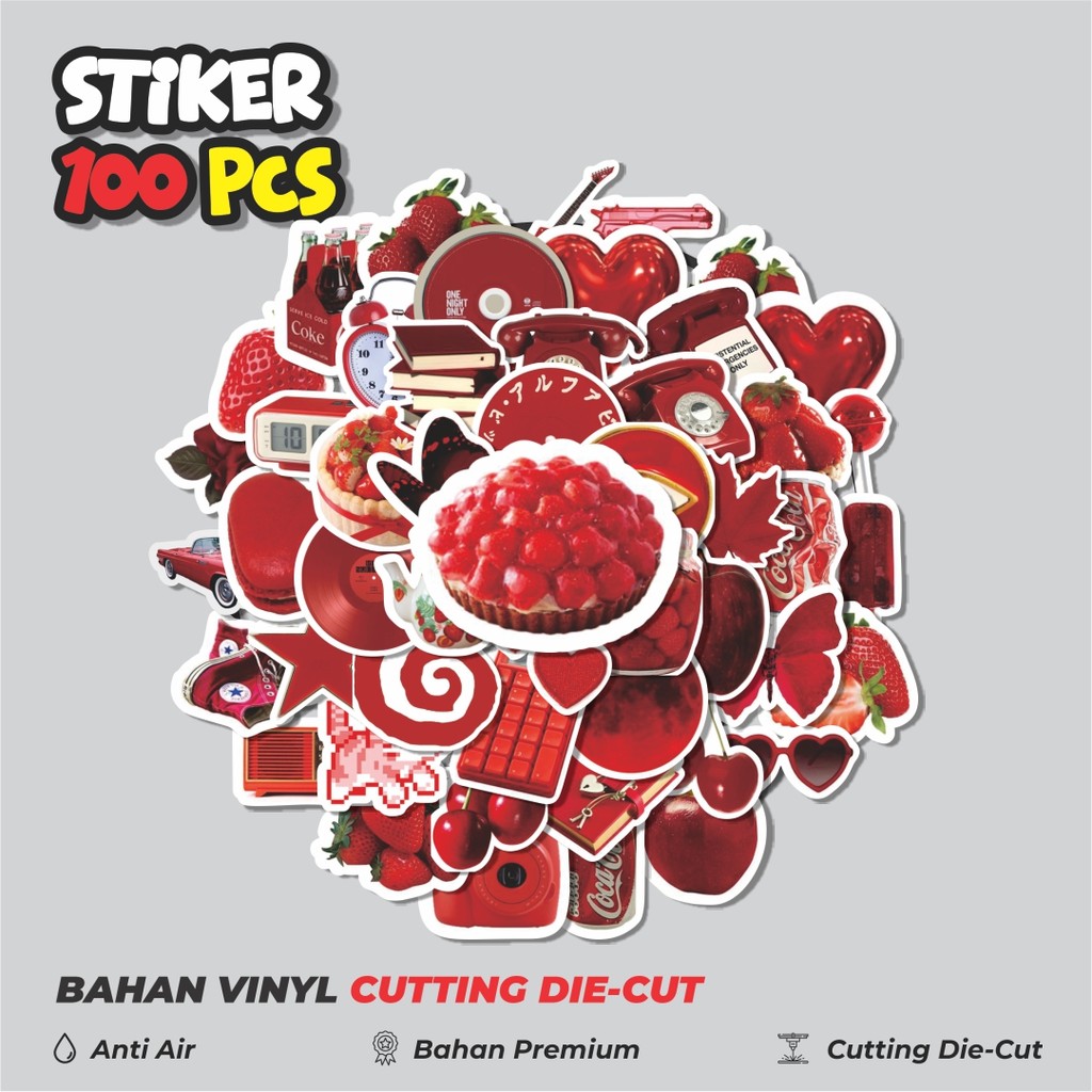 

Terbaru! 50 pcs Stiker INS Style Red Dekorasi Lucu Kreatif untuk Notebook, Skateboard, HP
