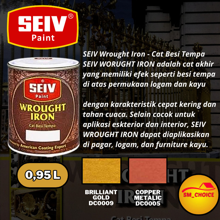 

SEIV CAT MINYAK KAYU DAN BESI 0,95 LITER TEMPA SEIV WROUGHT IRON 0,95L