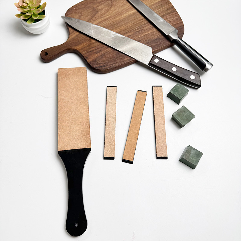 

Leather Knifeboard Polishing Sharpener Wooden Handle Leather Sharpening Strop Knife Paste Polishing Paste Sharpening Tool