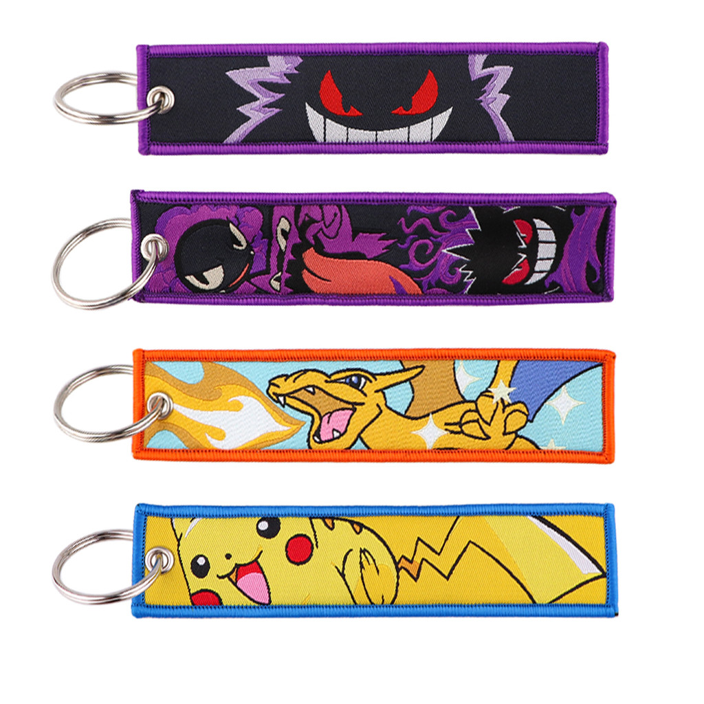 

Embroidered Cute Tag keys Car Keychains for Men Keyring Japanese Anime Women Men Novel Fashion Jewelry Accessories
