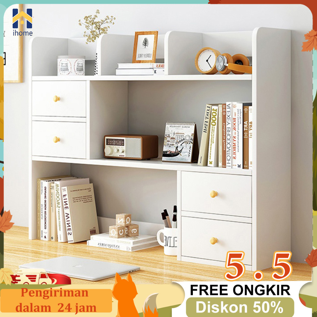 

IH Rak Buku Desktop Adjustable Rak Penyimpanan Serbaguna Desktop Organizer Makeup Organizer