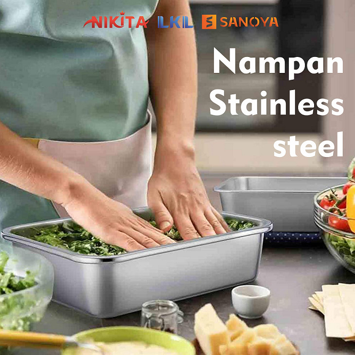SANOYA NAMPAN STAINLESS STEEL PERSEGI TEBAL TINGGI 10 CMCO