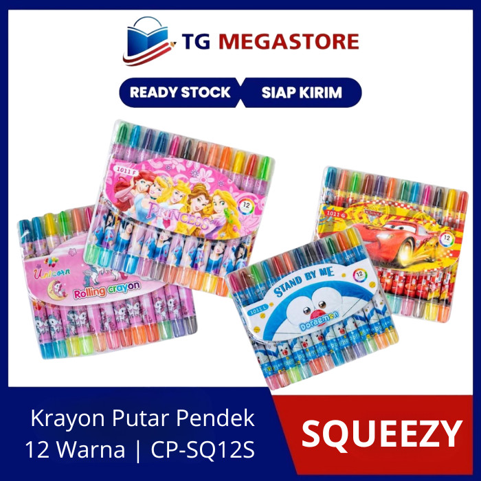 

Crayon Putar Squeezy Pendek 12 Warna - CP-SQ12S