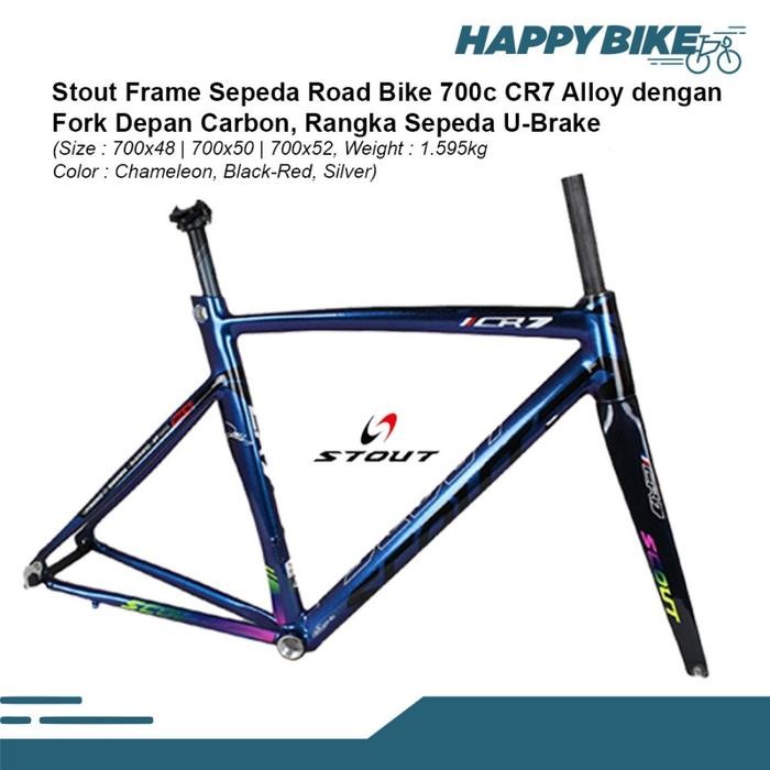 SCOUT Frame Sepeda Balap Road Bike CR7 Alloy Fork Carbon 700c U Brike - Chameleon, 50