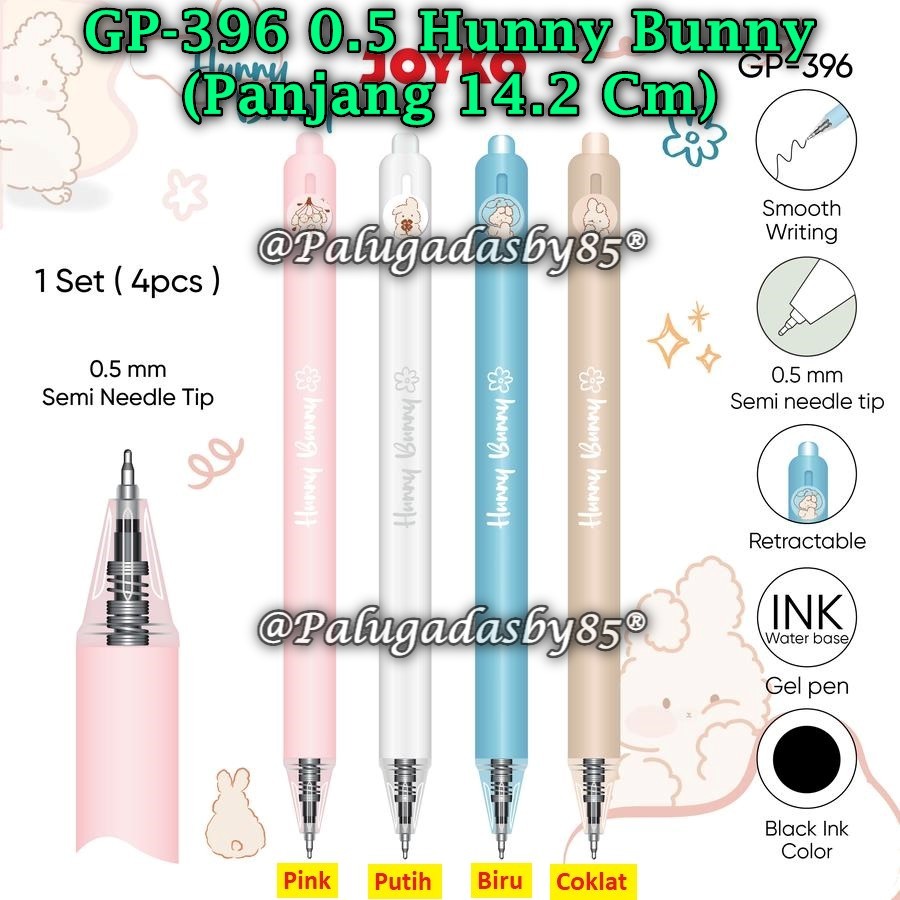 

(1 Biji) Gelpen JOYKO GP-396 Hunny Bunny 0.5 mm Hitam / Gel Pen Pulpen Pena Joyko GP-396 (1 Biji)