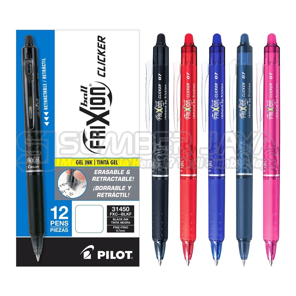 

Pilot Frixion Ball Clicker Gel Pulpen Erasable BLRT-FR7 Tip 0.7 mm Gel Pen Bisa Dihapus