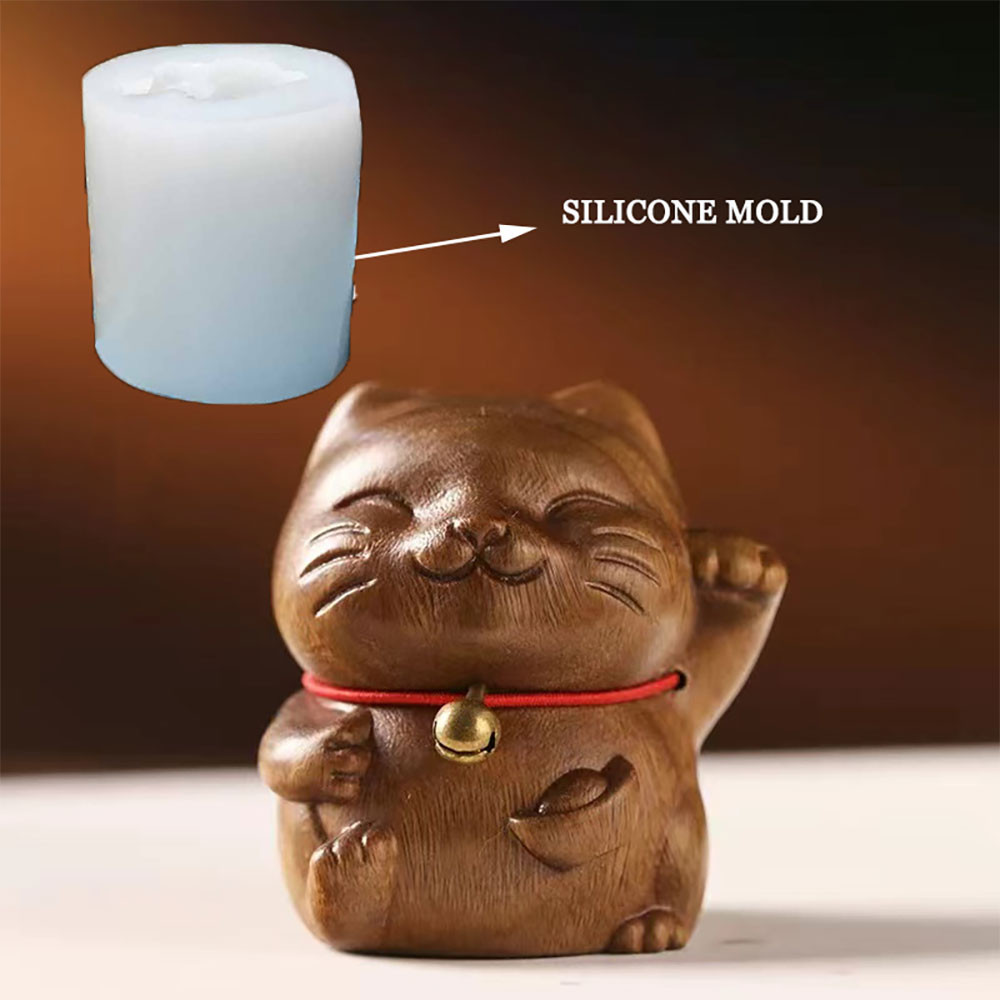 

DIY Lovely Fortune Cat Silicone Mold Desktop 3D Gypsum Cement Crafts Mold Tea Pet Cartoon Animal Concrete Candle Making Mold