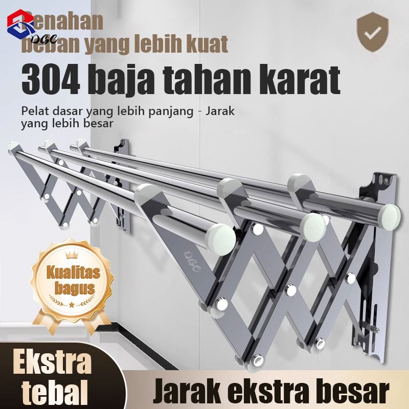 DGC Jemuran Lipat Dinding Jemuran Dinding Jemuran Baju Stainless Steel Jemuran Baju Pakaian Dinding