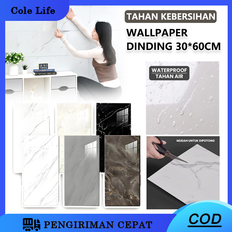 10PCS Wallpaper Dinding Vinyl Marmer 30x60cm /wallpaper Dinding 3D / Wallpaper Dinding Vinyl Marble