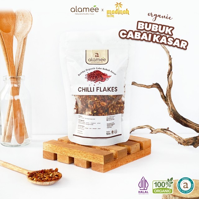 

Cabe Bubuk Kasar Chilli Flakes Cabai Bumbu Dapur Masak Organik Rempah Rimpang Murni Seasoning 50g madinah