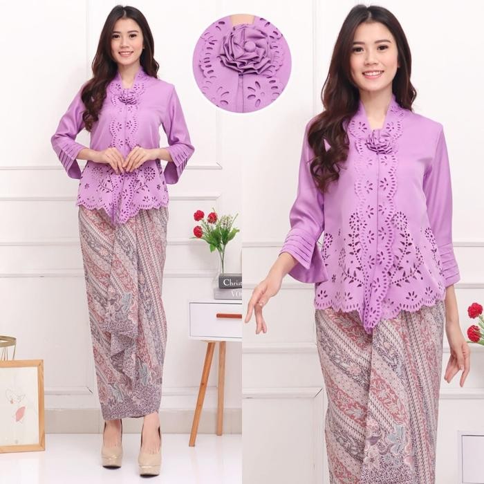 Terlaris Atasan Kebaya Encim Modern Kebaya Kartini Kebaya Wisuda Denaya COD - LILAC, M
