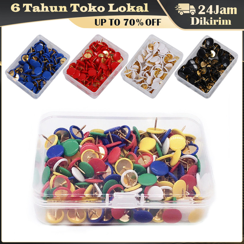 

Kancing Kepala Datar Thumb Tacks 100Pcs Warna Cerah untuk Papan Gabus, Dekorasi Foto dan Meja Kerja Kantor