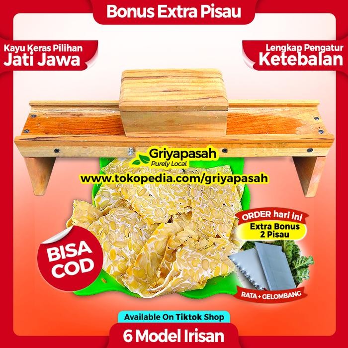 ( UKURAN JUMBO ) Alat Potong Keripik Tempe Gorengan Mendoan Angkringan - Pengatur Ketebalan - Kecil 