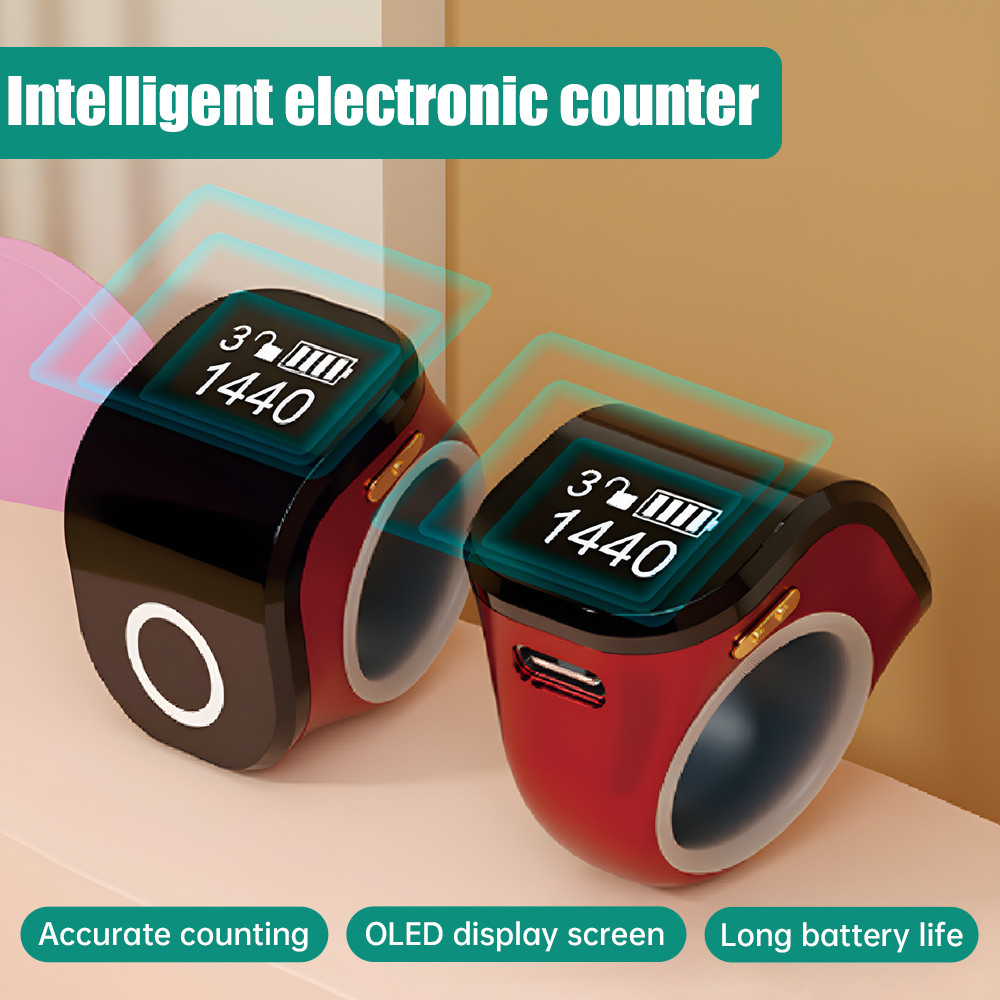 

Smart Finger Counter Touch Screen Display Mini Digital Finger Counter Tasbeeh Prayer Counter Rechargeable Praying Counter Ring