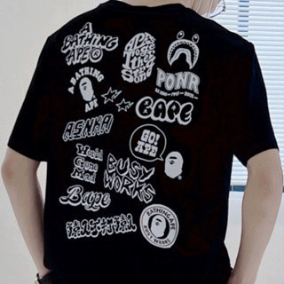 Vintage Kaos T-shirt A Bathing Ape T-shirt Original BAPE trendy ape head graffiti logo letter printi