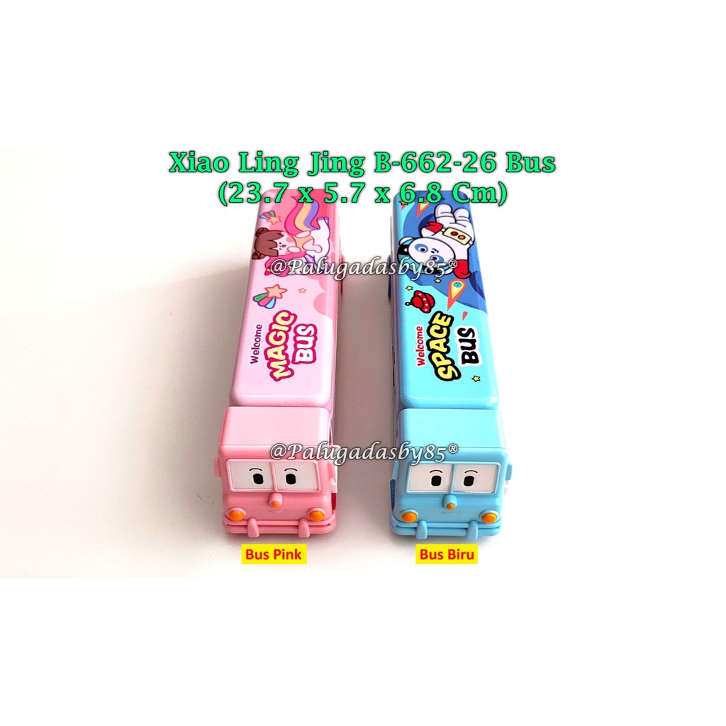 

(1 Biji) Kotak Pensil XIAOLINGJING Bus 23.7*5.7*6.8 / Kotak Pensil Kaleng Xiaolingjing B-662-26