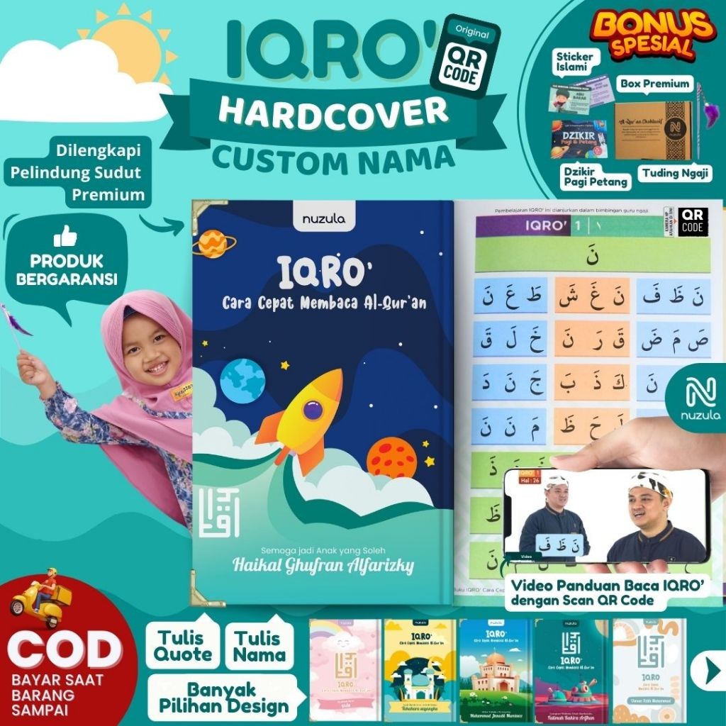 

( HARDCOVER ) Nuzula Kids Iqro - Custom Eksklusif Tulis Nama Hadiah & Kado Anak