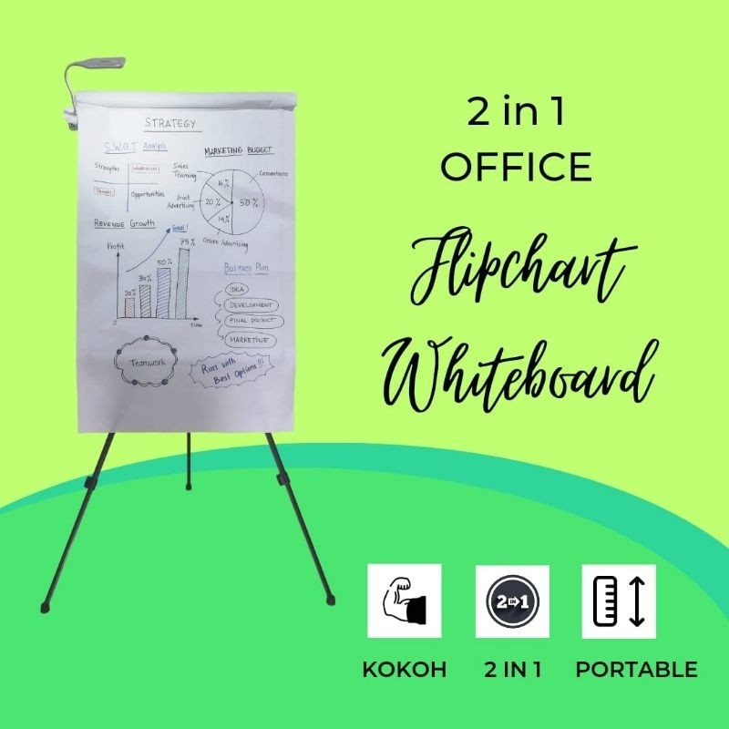

SMART STANDING OFFICE FLIPCHART PAPAN TULIS WHITEBOARD MEETING BERDIRI PORTABLE PRESENTASI